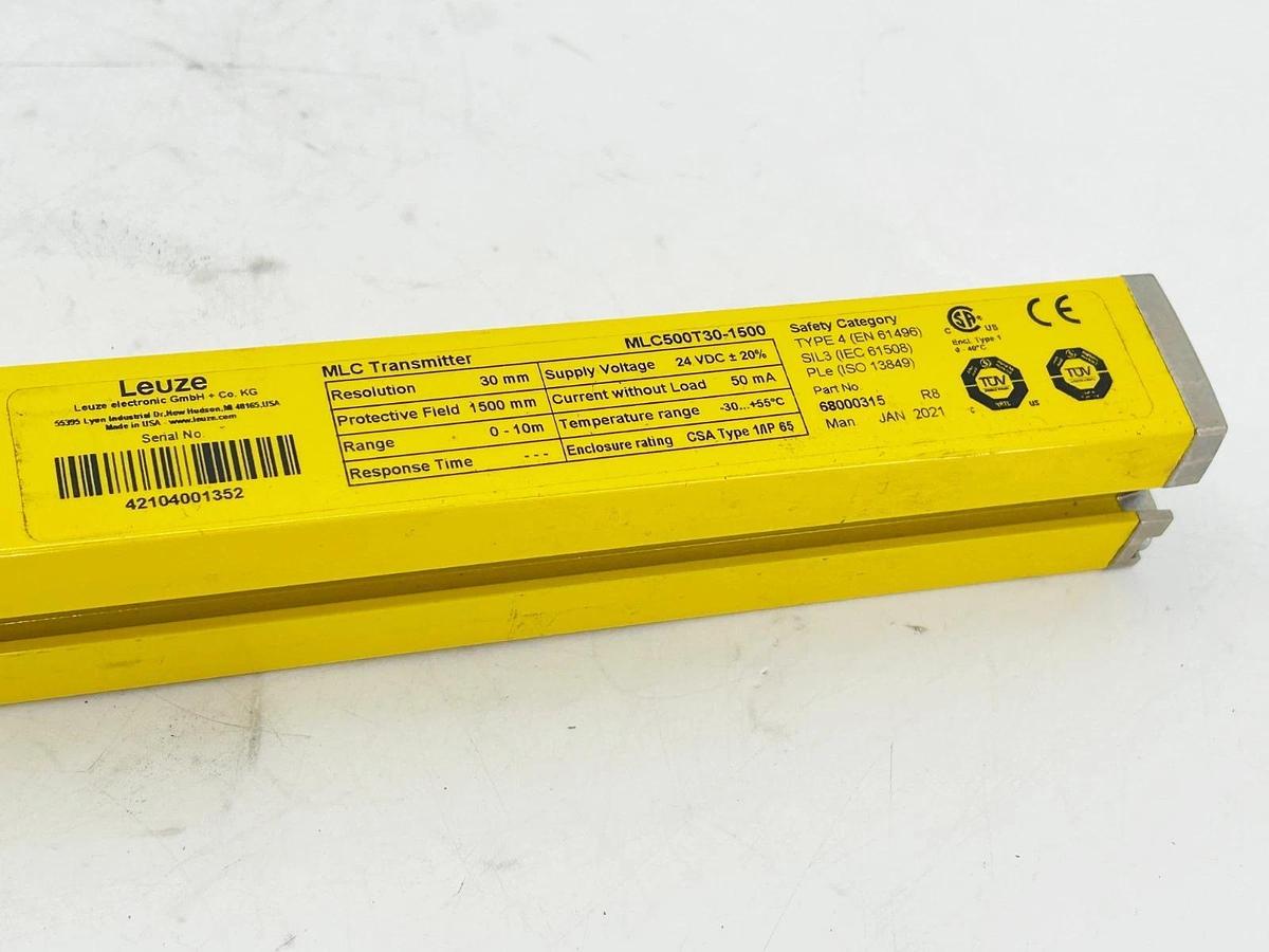 Used Leuze MLC500T30-1500 Safety Light Curtain Transmitter MLC 500 Series