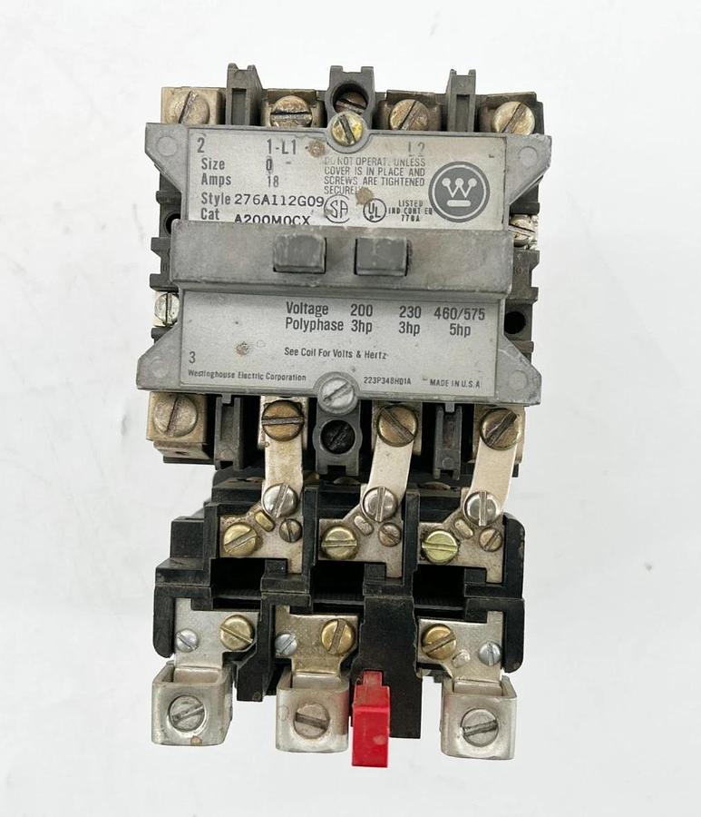 Used Westinghouse A200M0CX Starter Non-Reversing Size 0 3P 480V 5HP 18A 50/60Hz
