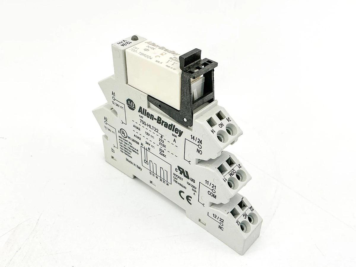 New Lot of 2 AllenBradley 700-HLT22 Terminal Block Relay 24V Ser.A - No Box