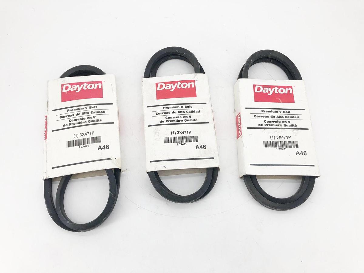 Lot of 3 Dayton New A-46 V-Belts 3X471 - No Box