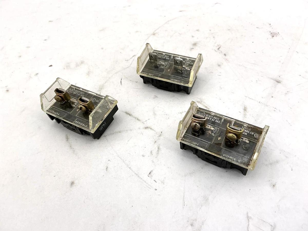 Used Lot of 3 Allen Bradley 800T-XD4 Ser C Contact Block 1 NC Contact Late Break 600V