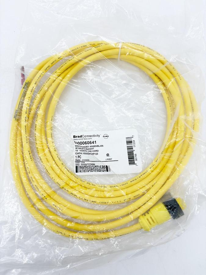 New Molex Woodhead 1300060641 Mini-Change Single-End Cordset 12' Length