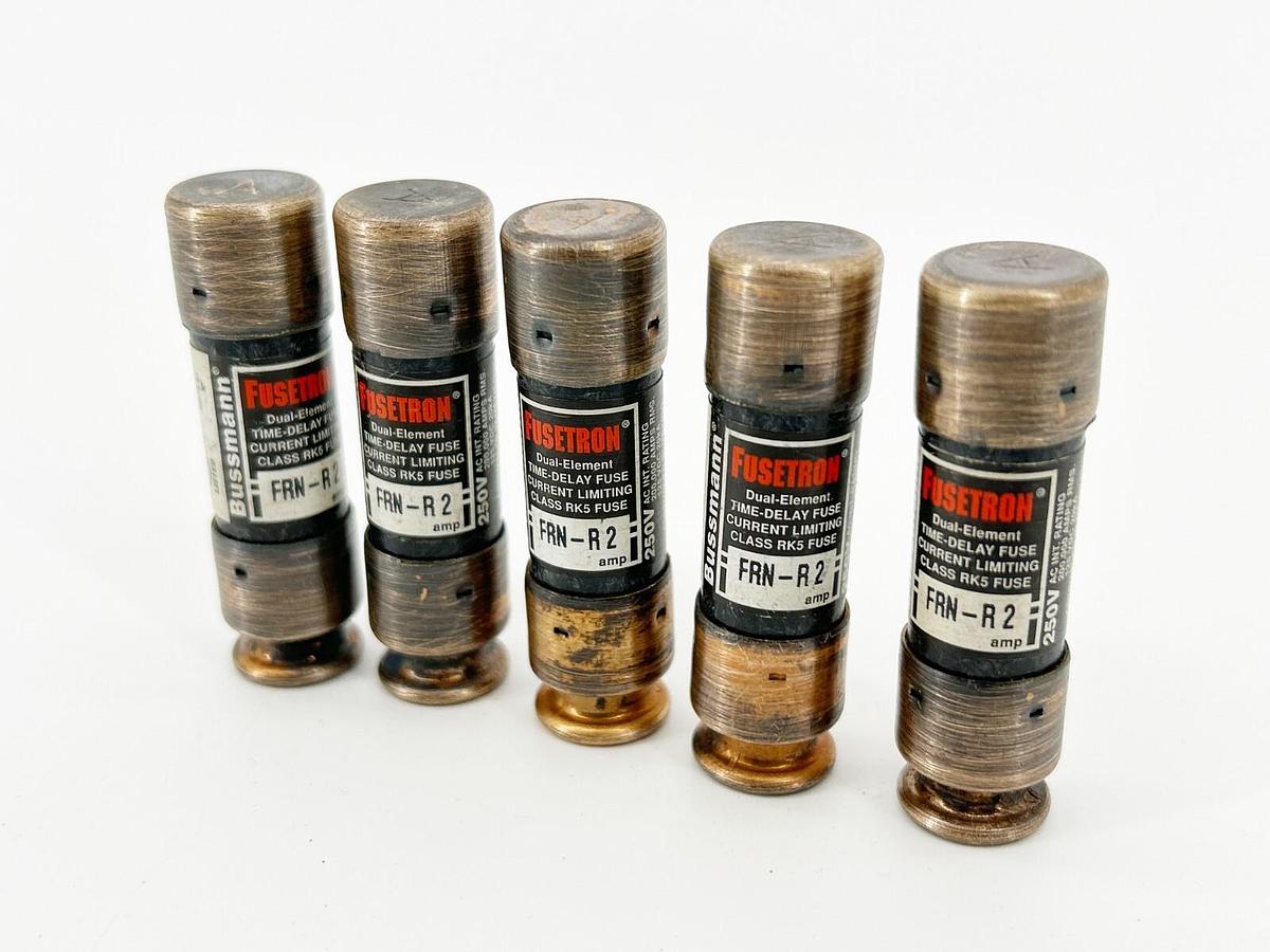 Lot of 5 Bussmann FRN-R-2 Dual Element Time Delay 2A 250V