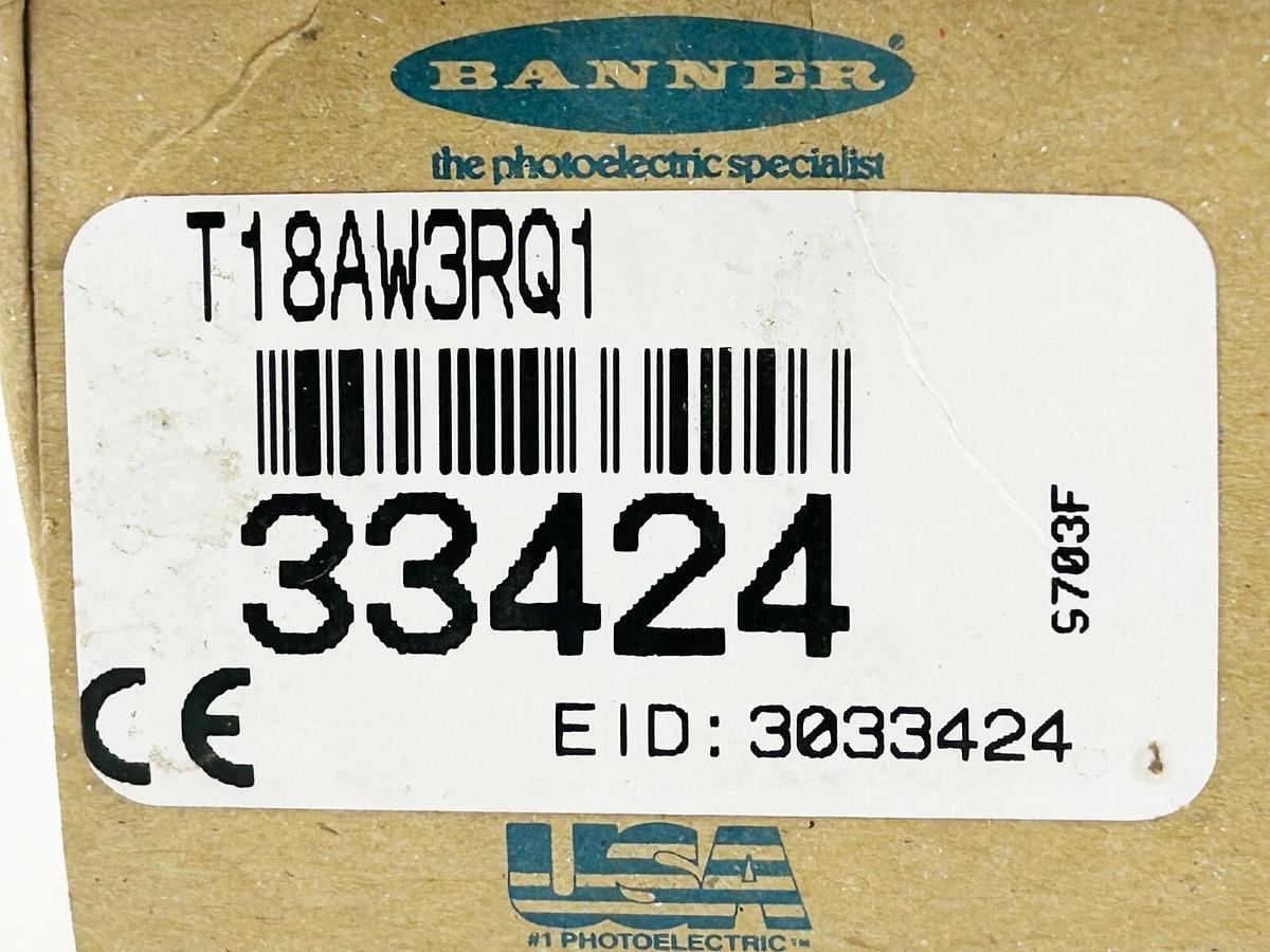 New Banner Engineering T18AW3RQ1 Photoelectric Sensor Head 20M Range 250V 33424