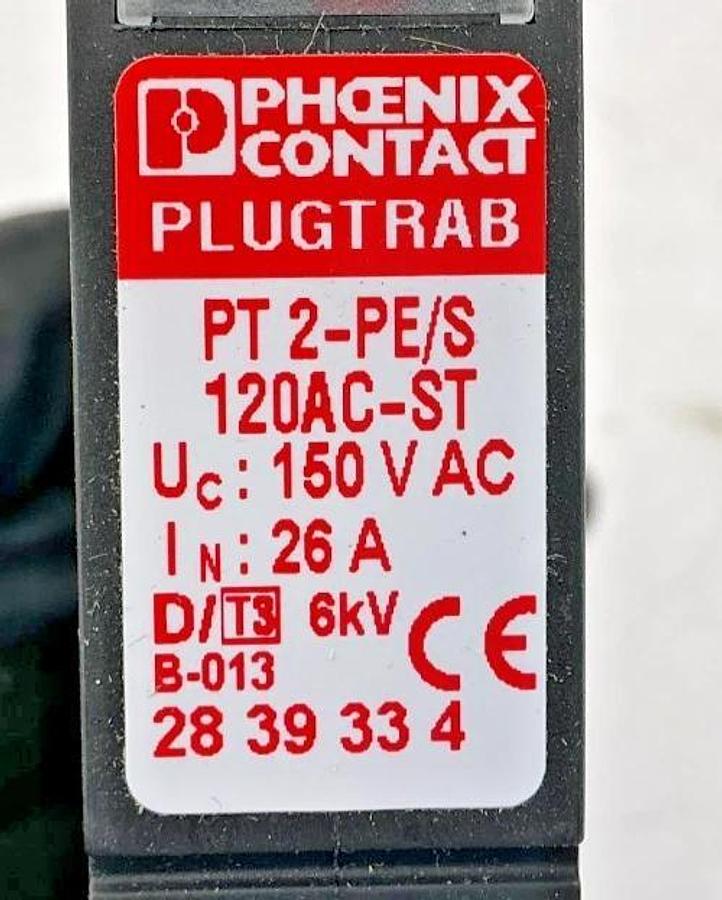 New Phoenix Contact PT-2-PE/S-120AC/FM Plugtrap Uc-150VAC In-26A 2856812