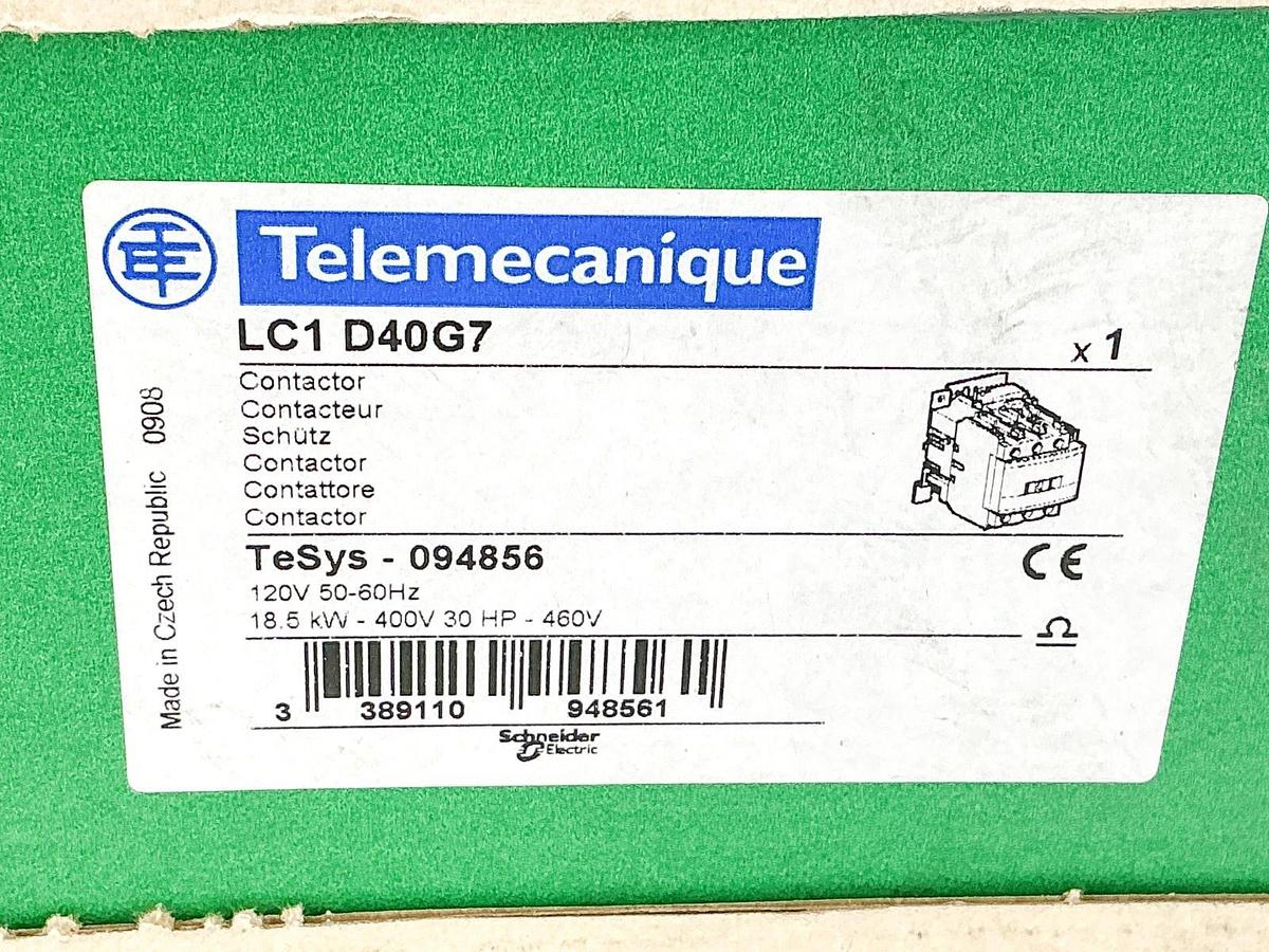 New Telemecanique LC1D40G7 Contactor 3P 120V 30HP 18.5kW 094856