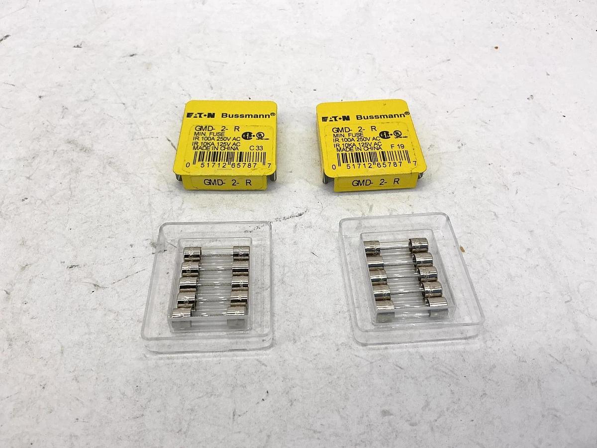 Lot of 10 New Bussmann GMD-2-R Glass Mini Fuses 2A 250V