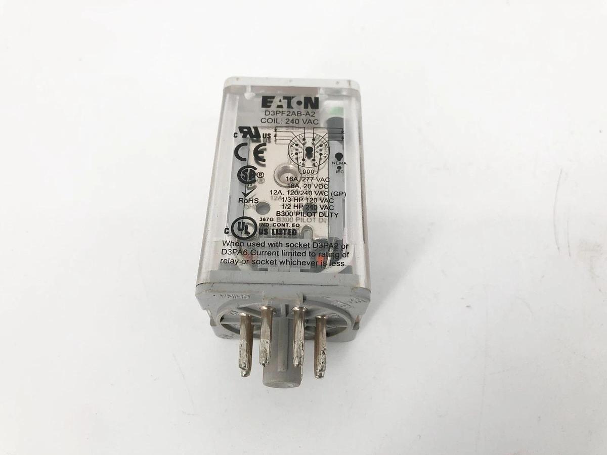 New Eaton D3PF2AB-A2 Relay 240VAC Coil 8-Pin - No Box