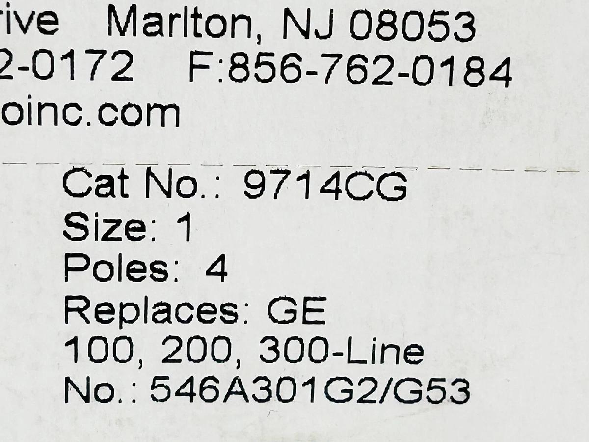 New Repco 9714CG Contact Kit GE 100/200/300 Replaces 546A301G2/G53 Size 1 4 Pole