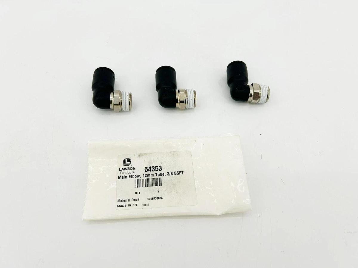 Lot of 3 New Lawson 54353 Male Elbows, 12mm Tube, 3/8 BSPT
