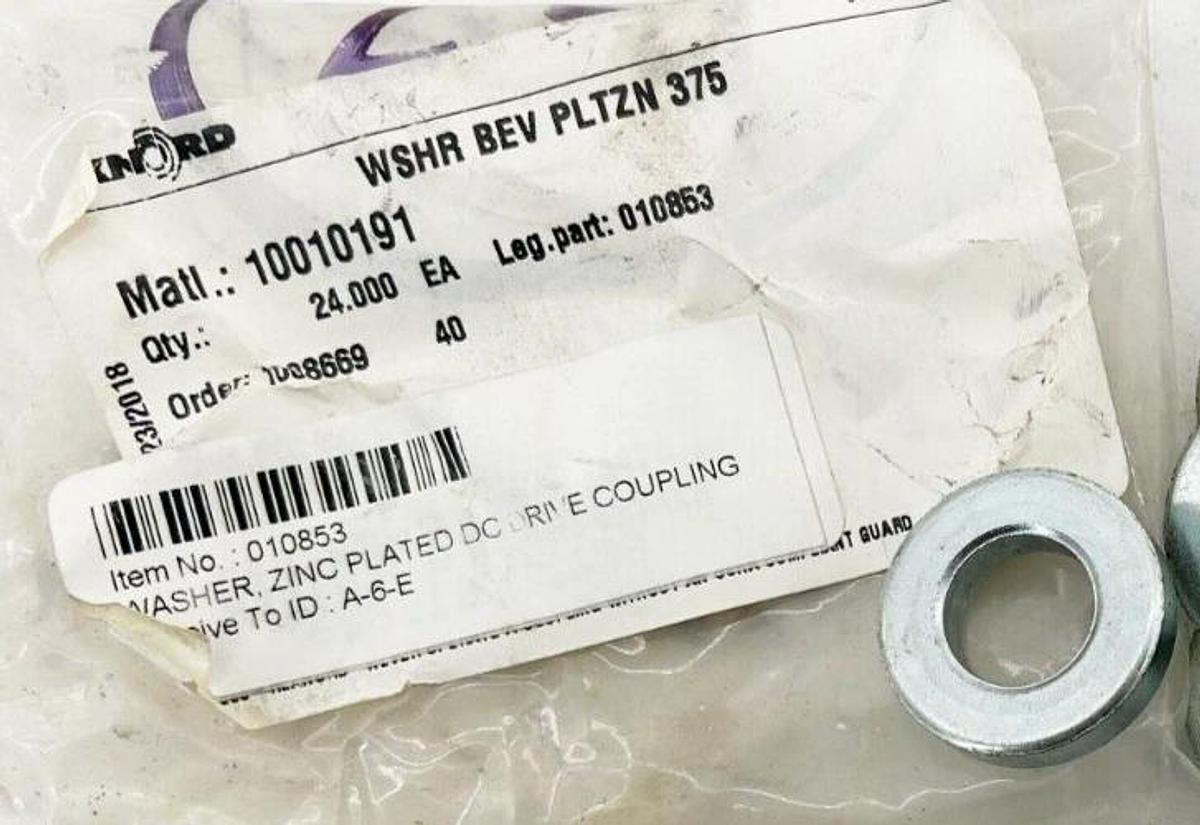 New Lot of 24 Rexnord 010853 WSHR BEV PLTZN 375 Washer Zinc Plated 10010191