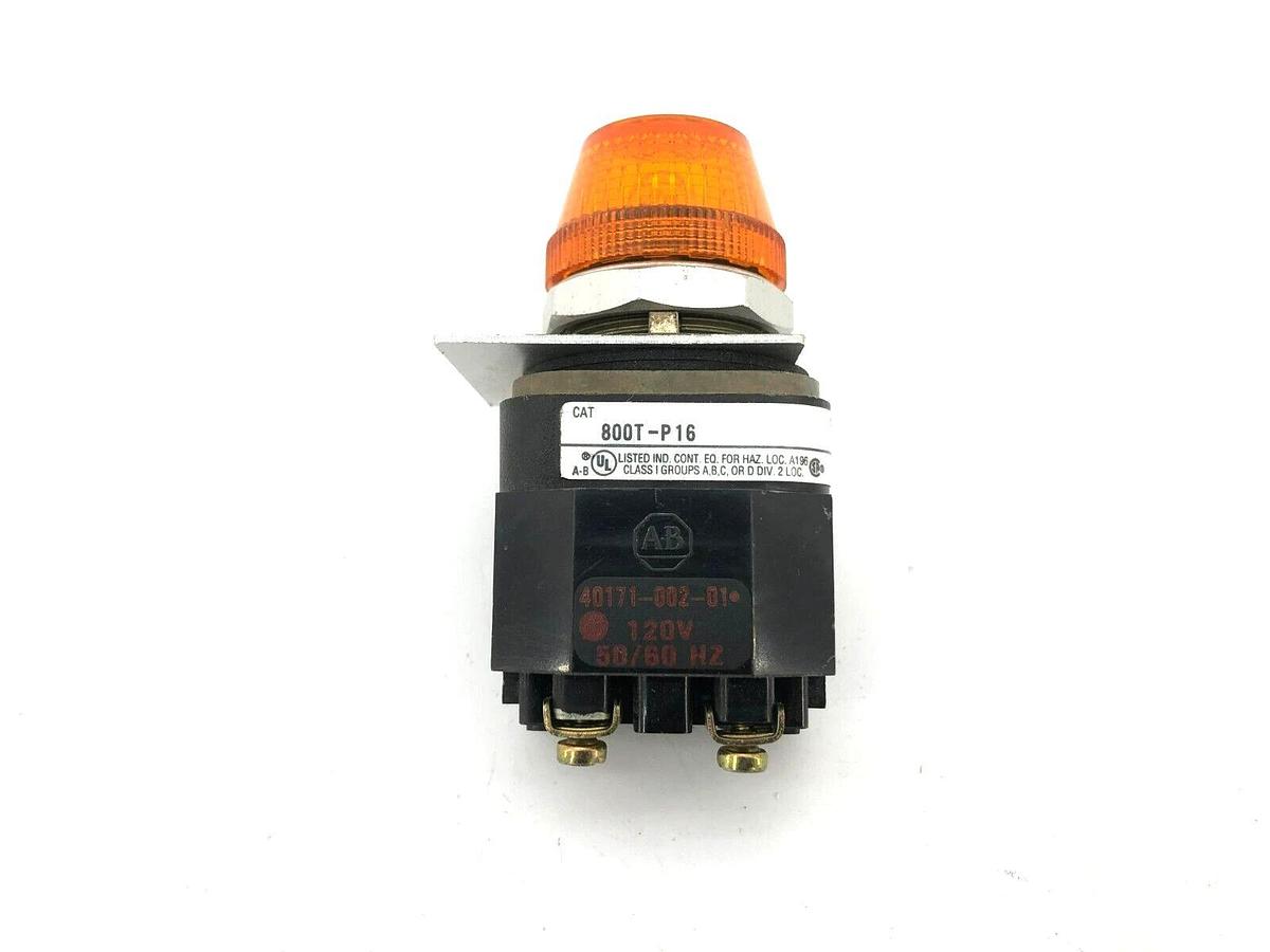 New Allen Bradley 800T-P16 Ser. T Orange Pilot Light 120V 50/60HZ