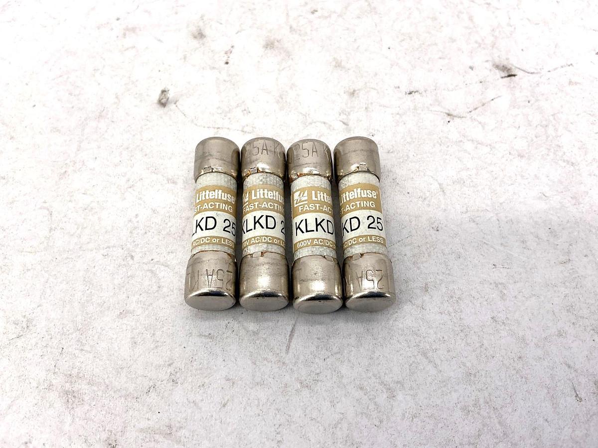 Lot of 4 New Littelfuse KLKD-25 Fast-Acting Fuse 25A 600V