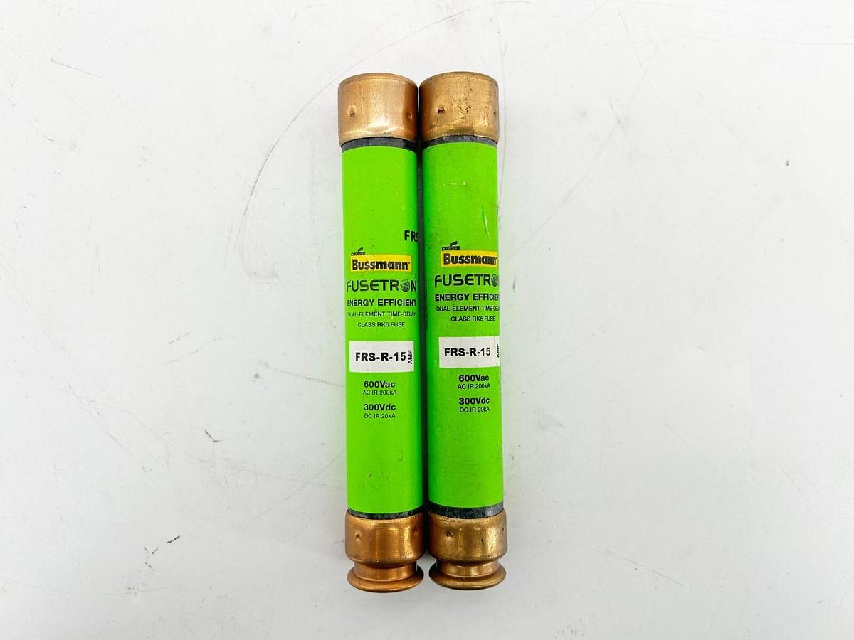 New Lot 2 Bussmann FRS-R-15 Time Delay Fuse 600VAC 300VDC 15A