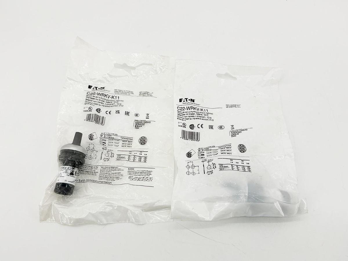 New Lot of 2 Eaton C22-WRKV-K11 Selector Switch 250V 4A