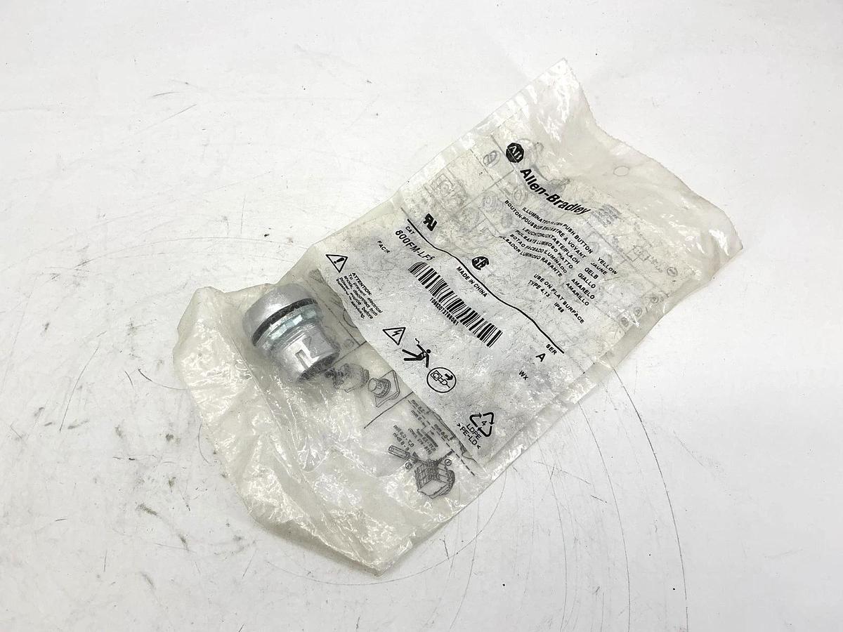 Lot of 2 New Allen Bradley 800FM-LF5 Ser A Illuminated Flush Push Button Yellow