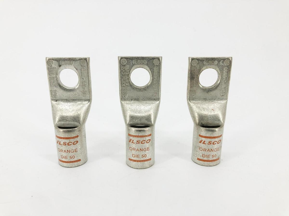 Lot of 3 New Ilsco CSWS-3/0-38 Compression Lugs 3/0AWG Orange Die 50