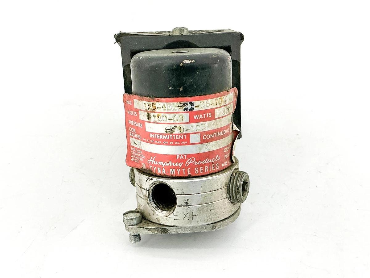 Used Humphrey 125-4E1-21-36-70 Solenoid Valve 120V 0-125PSI 8.2