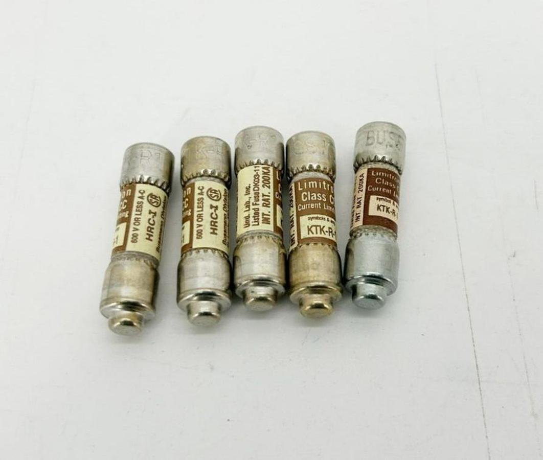 Lot of 5 New Bussmann Limitron KTK-R-1 Fast Acting Fuses 1A 600V Class CC