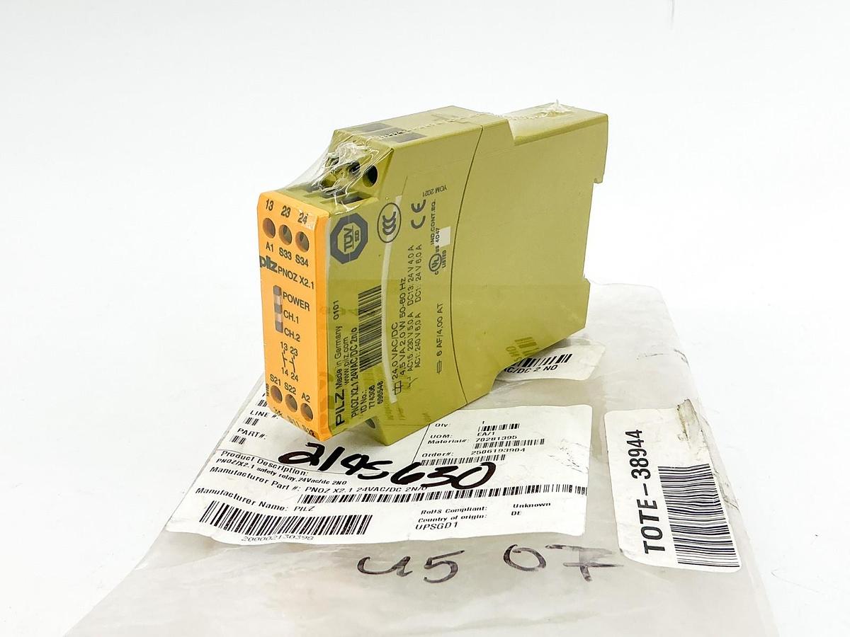New Pilz PNOZ X2.1 24VAC/DC 2N/O Safety Relay 774306