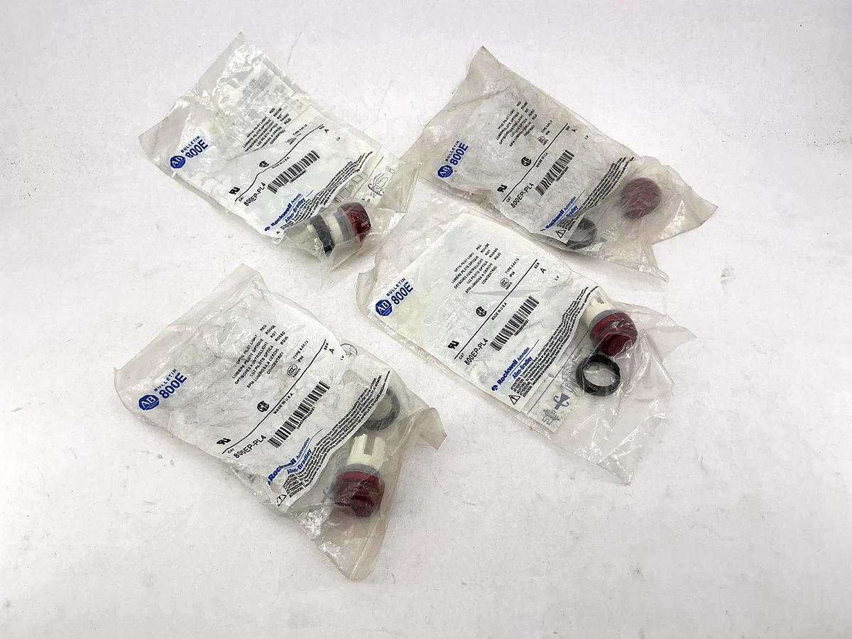 Lot of 4 New Allen Bradley 800EP-PL4 Ser A Optic Pilot Light Red