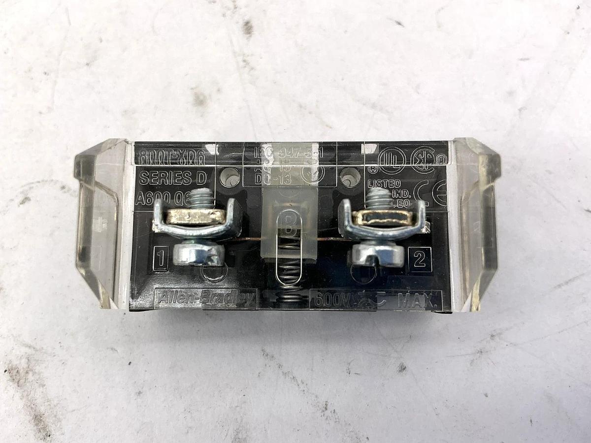 Lot of 2 New Allen Bradley 800T-XD6 Ser D Contact Block Mini Block 1 NC 600V Max