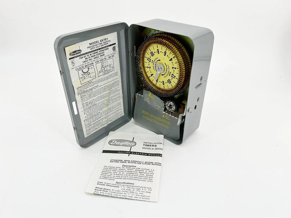 New Dayton 6X761 Time Switch With Day Skipper 1P 480V 60Hz