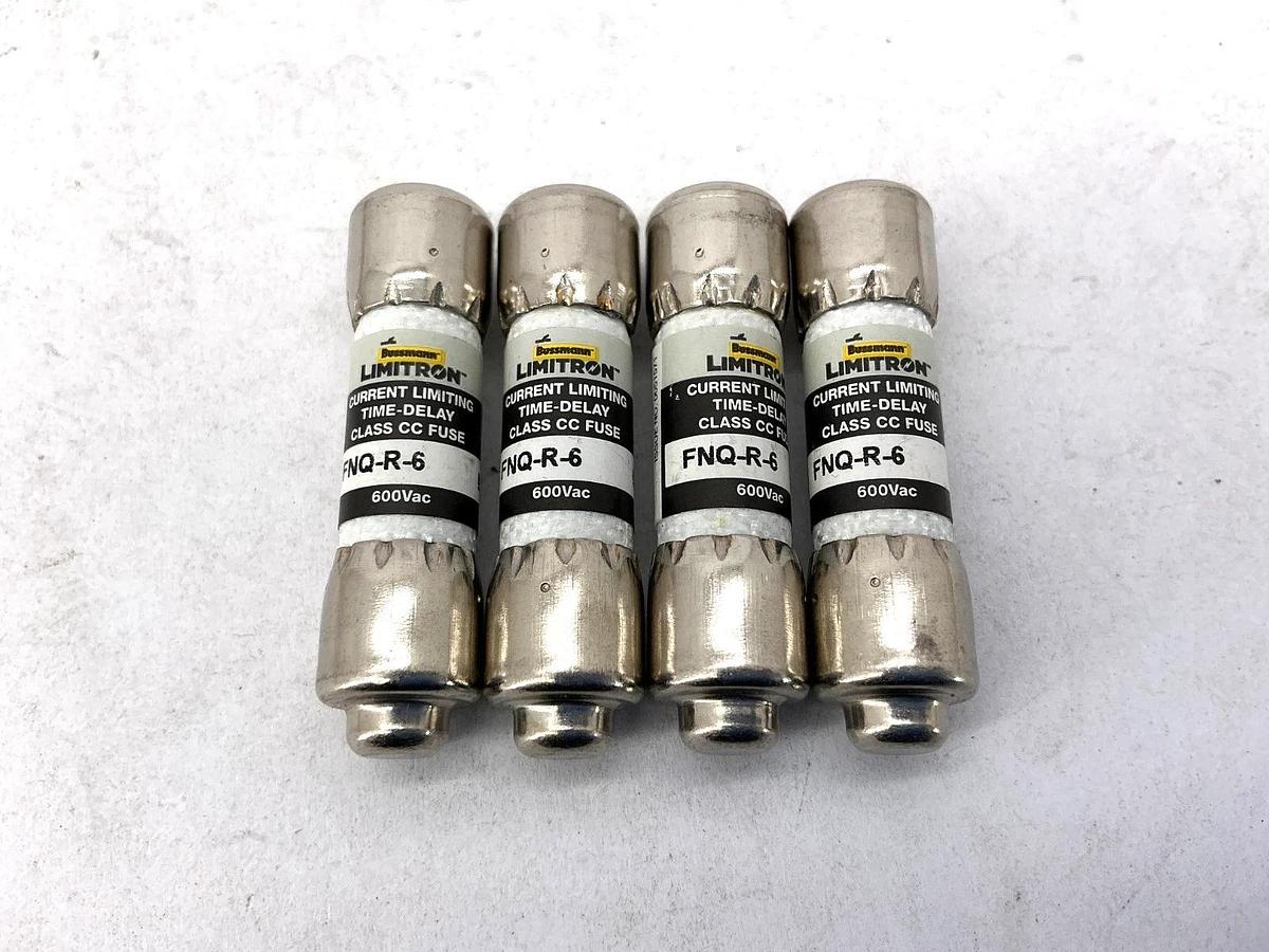 Lot of 4 New Bussmann FNQ-R-6 Limitron Current-Limiting Class CC Fuse 6A 600V