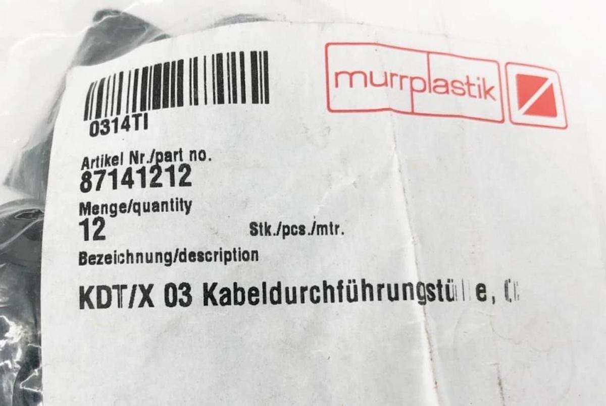 Bag of 12 New Murrplastik 87141212 Cable Entry Grommets KDT/X 03 for 3-4mm Diam.
