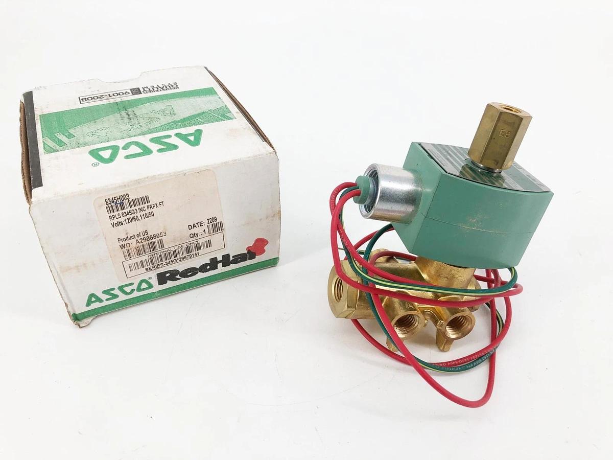 New Asco 8345H003 Solenoid Valve 110/120V 10-150psi 1/4" NPT