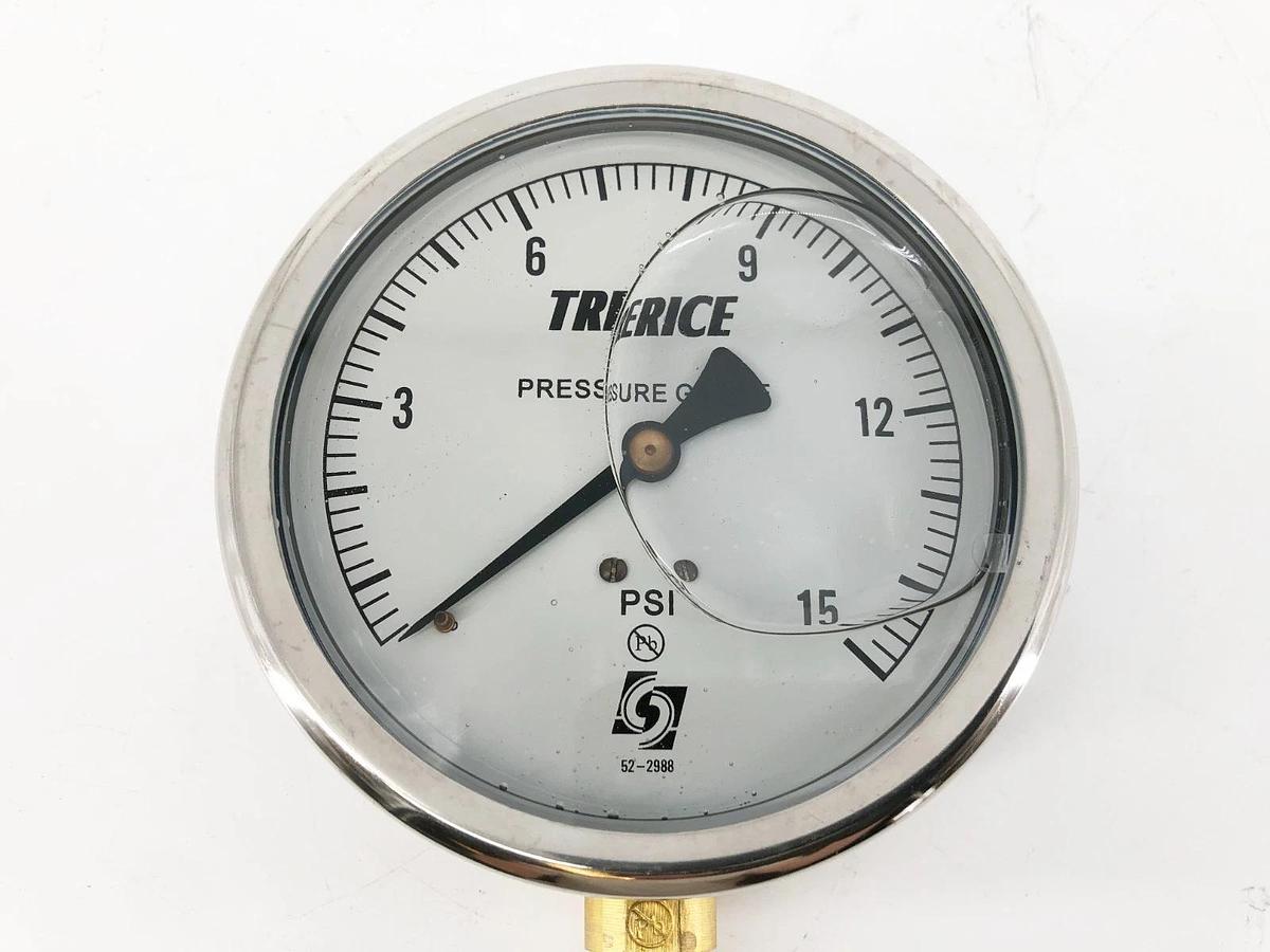 New Trerice D82LFB4002LA080 Pressure Gauge D82LFB 4" 0-15psi 1/4" LM - No Box