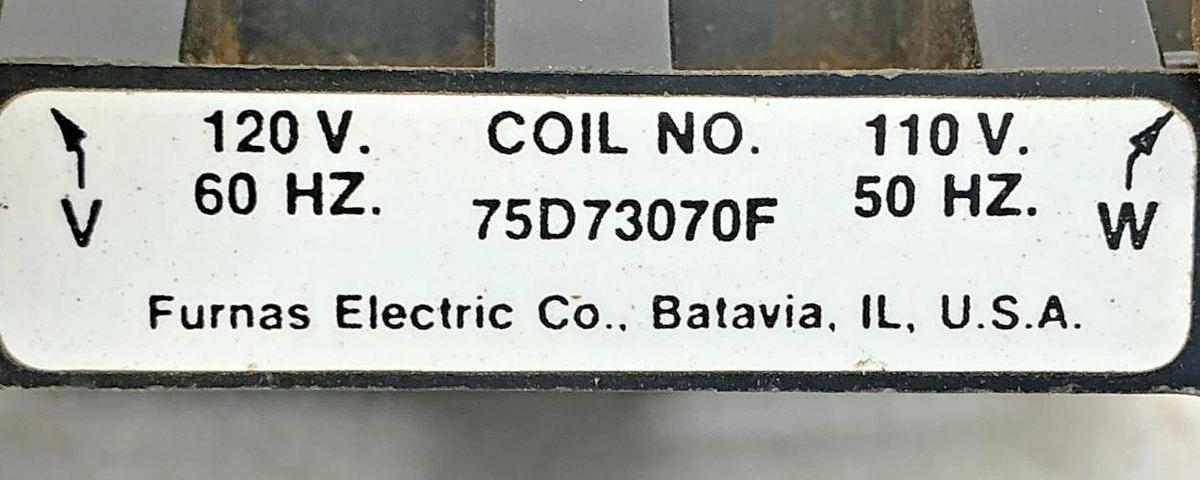 Used Furnas 75D73070F Magnetic Coil for Starter / Contactor 110/120V 50/60HZ