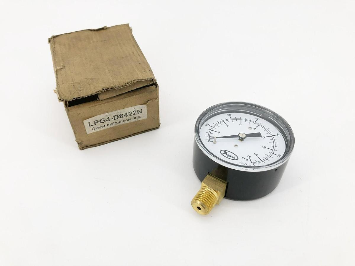 New Dwyer LPG4-D8422N Gauge 0-60" W.C. Bottom Mount