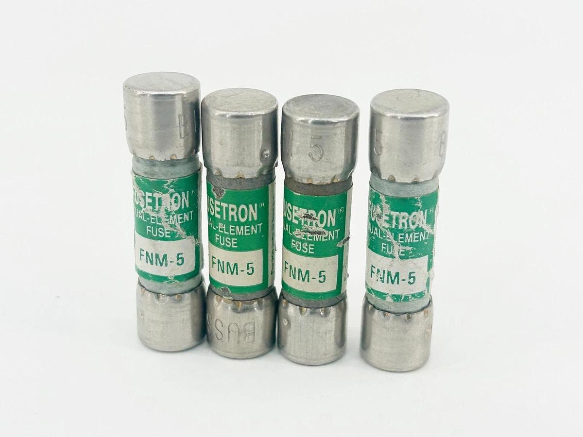 New Lot of 4 Bussmann FNM-5 Dual Element Time Delay Fuse 5A 250V - No Box