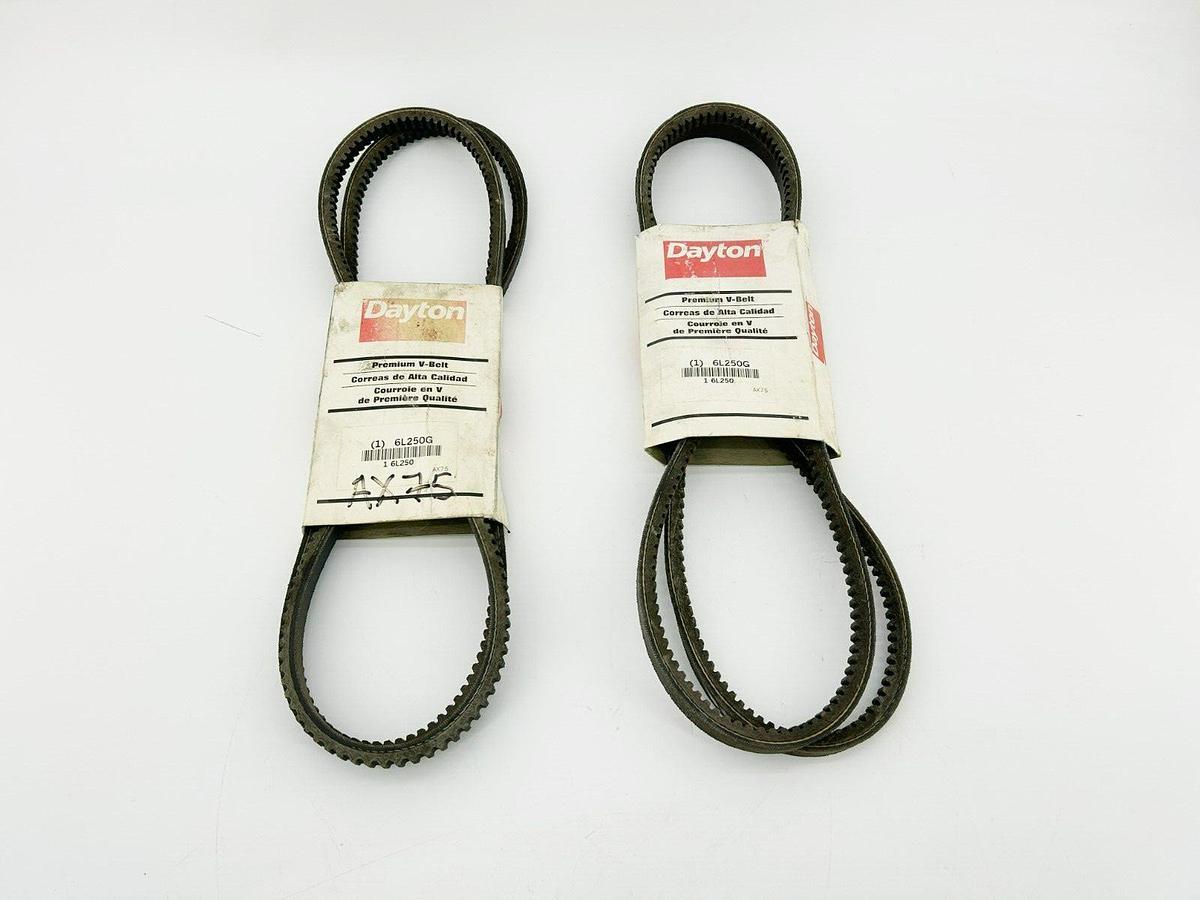 Lot of 2 New Dayton 6L250G Cogged Belt, 77" Length, AX75