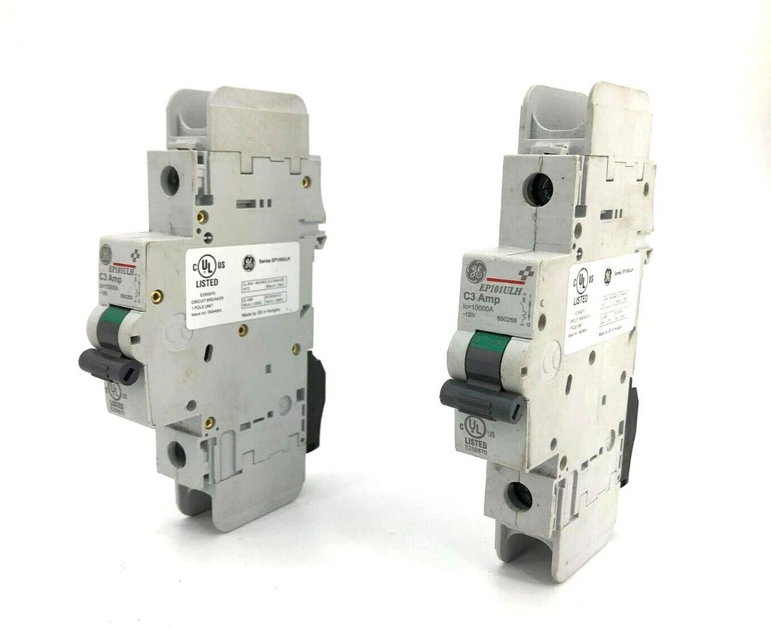 Used Lot of 2 GE General Electric EP101ULHC03 Mini Circuit Breaker 690268