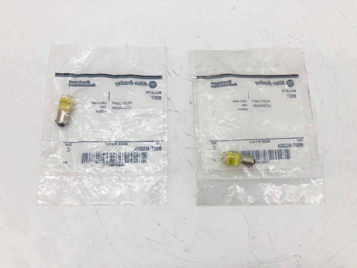 Lot of 2 New Allen-Bradley 800T-N320A Ser. C Amber Pilot Light Cluster Bulbs