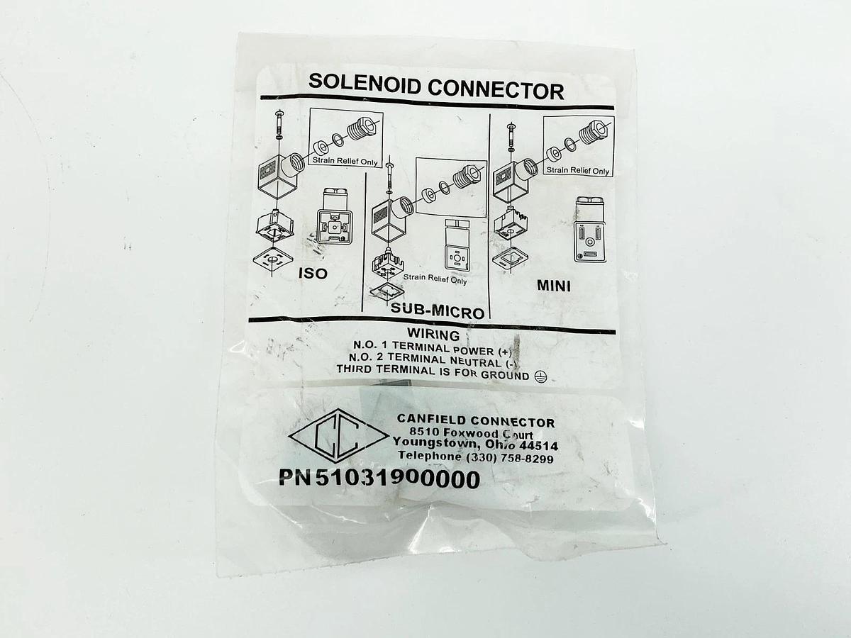 New Lot of 2 Canfield 51031900000 Solenoid Connector 6-48V 50/60Hz