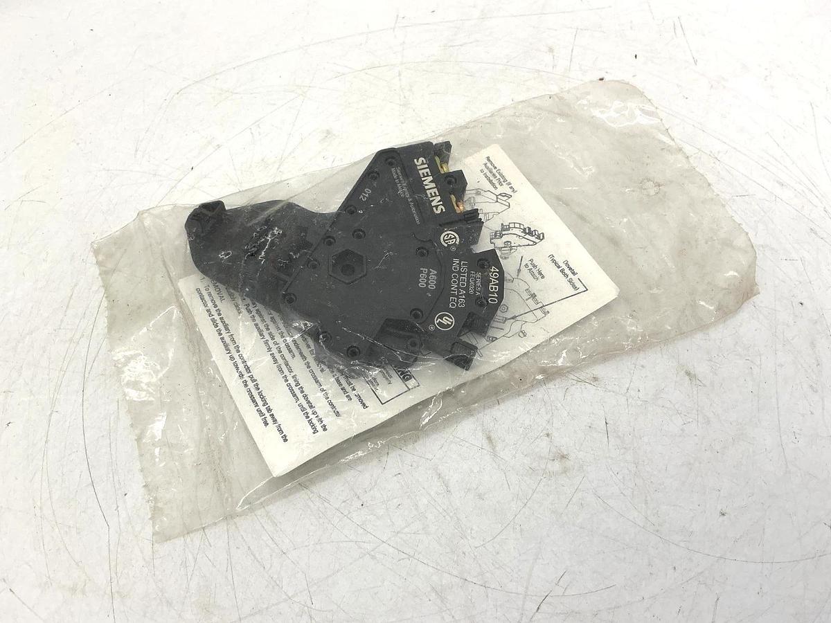 New Siemens 49AB10 Auxiliary Contact Assembly Actuator Type: 1NO Size: 00 Thru 4