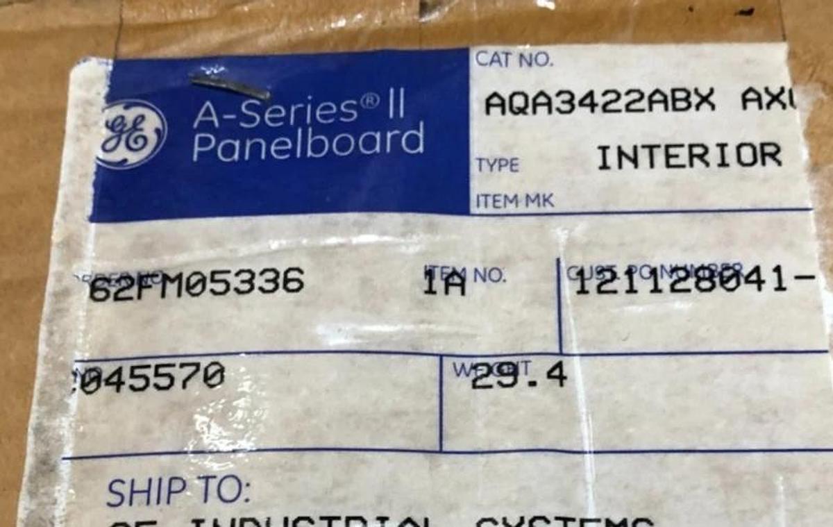New GE General Electric AQF4322ABX Panelboard 225A A-Series II AQA3422ABX