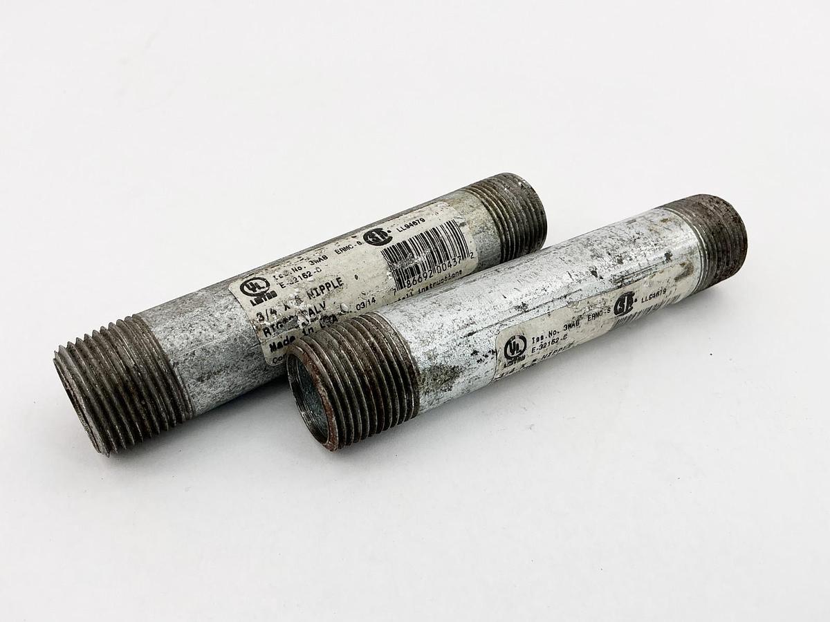 New Lot of 2 Wheatland E-32152-C 3/4X5 Conduit Nipple 3/4"X5" - No Box
