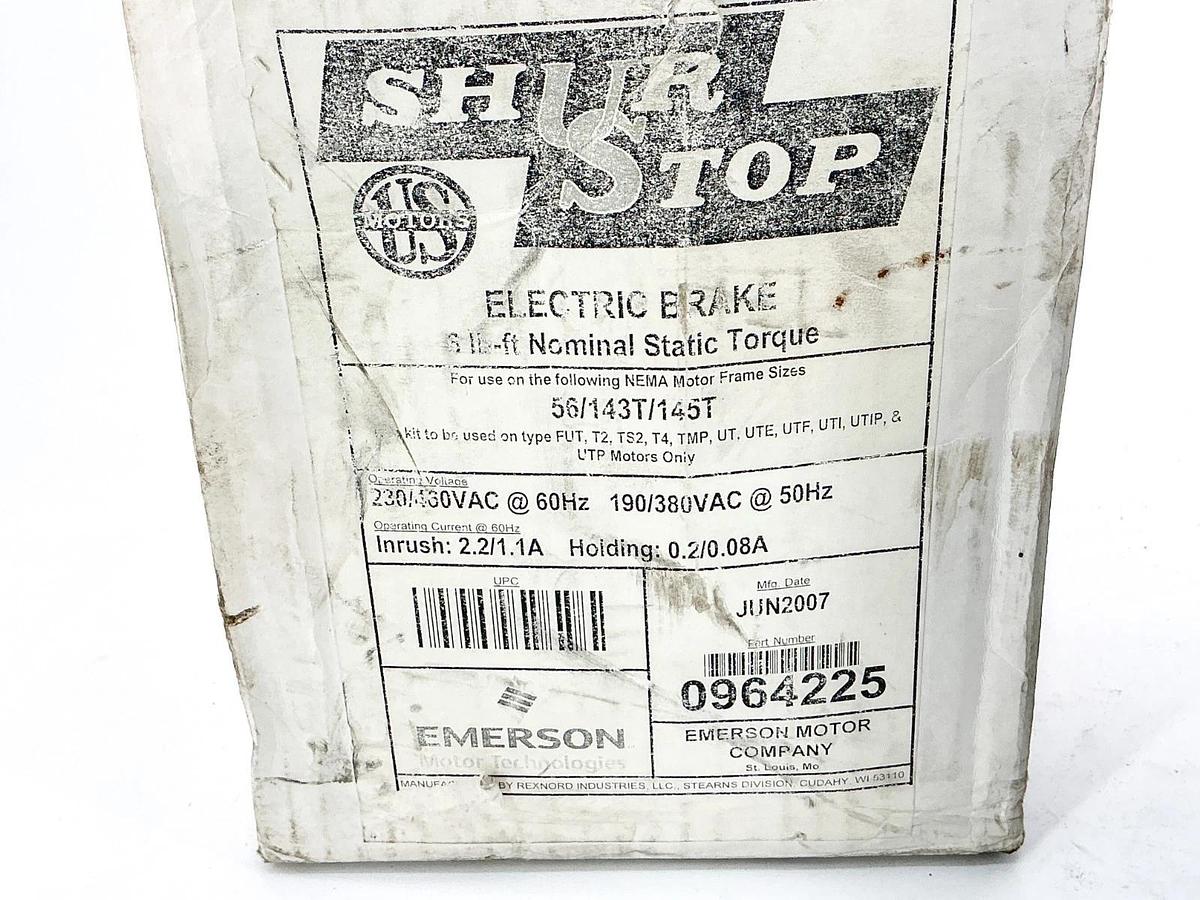 New Shur Stop Emerson 0964225 Electric Brake 460V 6LB Torque 1.1A 105632106003