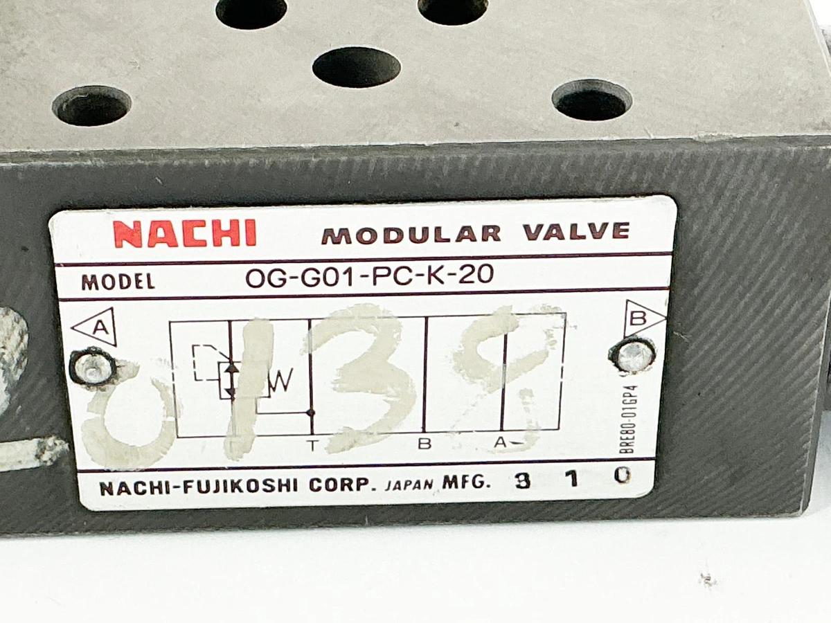 Used Nachi OG-G01-PC-K-20 Pressure Reducing Modular Valve 3625PSI D03