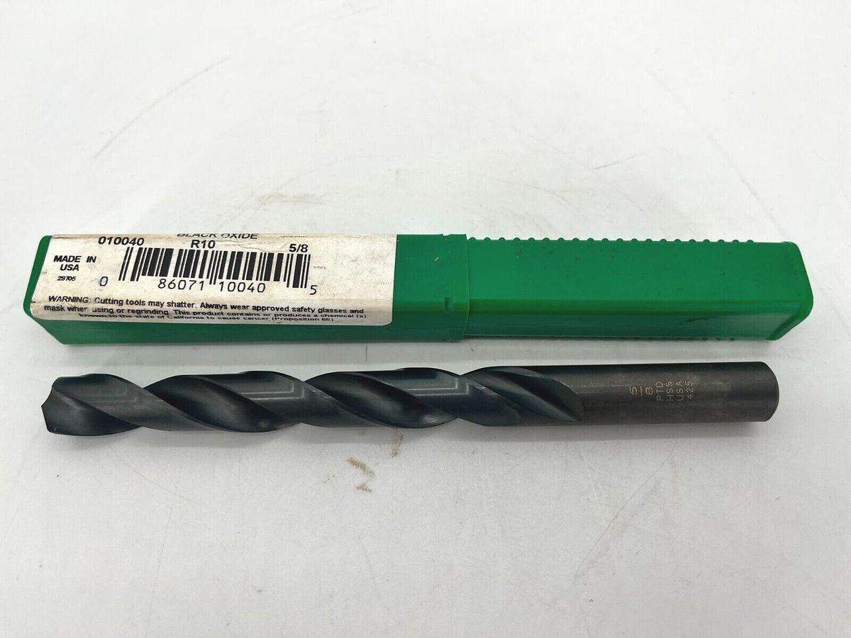 Precision Twist 010040 Drill Bit R10 5/8" Jobber Length Black Oxide