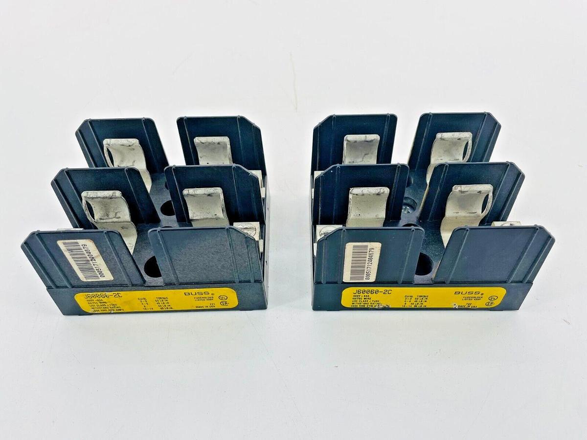 Used Lot of 2 Buss J60060-2C Fuse Blocks 600V 60A Class J Fuse