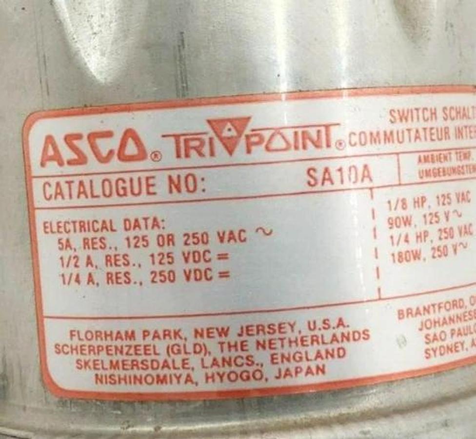 New Asco SA10A Pressure Switch 250V SA10A 10 Bar TE10A11