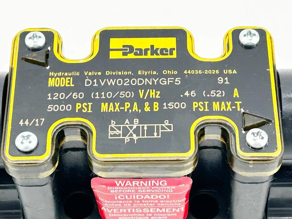 New Parker D1VW020DNYGF5-91 Hydraulic Solenoid Valve 120V .52A 5000PSI