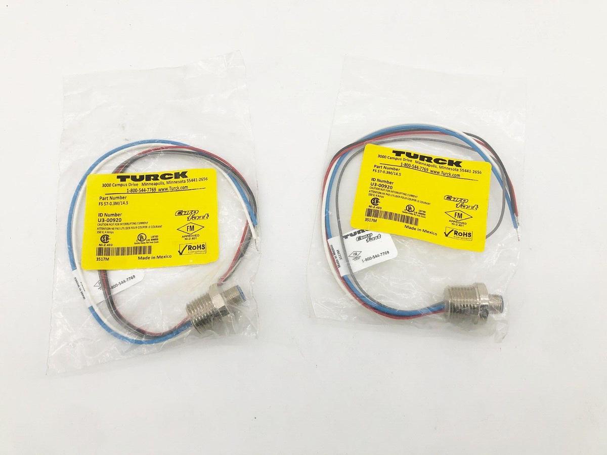 Lot of 2 New Turck FS 57-0.3M/14.5 Male Single End Receptacles 250VAC 4A