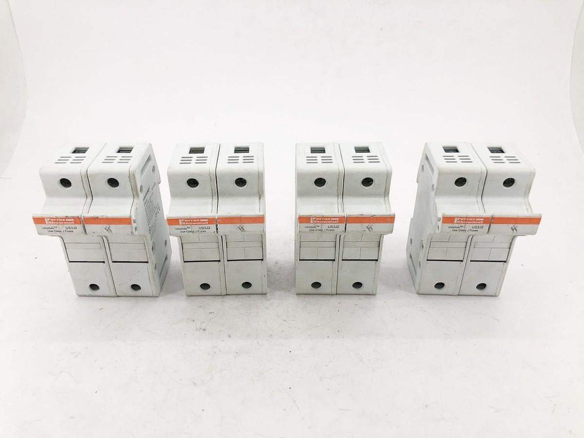 Used Lot of 4 Ferraz Shawmut US3J2 Fuse Holders 600VAC/DC 30A 2P Class J