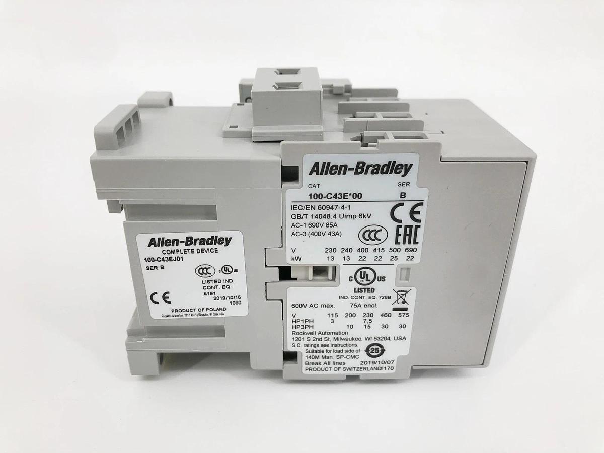 New Allen Bradley 100-C43EJ01 Ser. B Contactor 24VDC 3NO Main Poles 1NC Aux